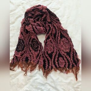 NWOT Orange Black Textured scarf